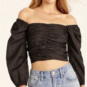 J. Crew Tops J Crew Ruched Puff-Sleeve Cropped Top